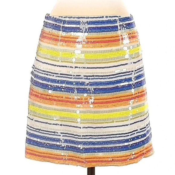 Vineyard Vines Sequin Stripe 100% Silk Formal Party Mini Skirt Size 00 XXS - Picture 1 of 6